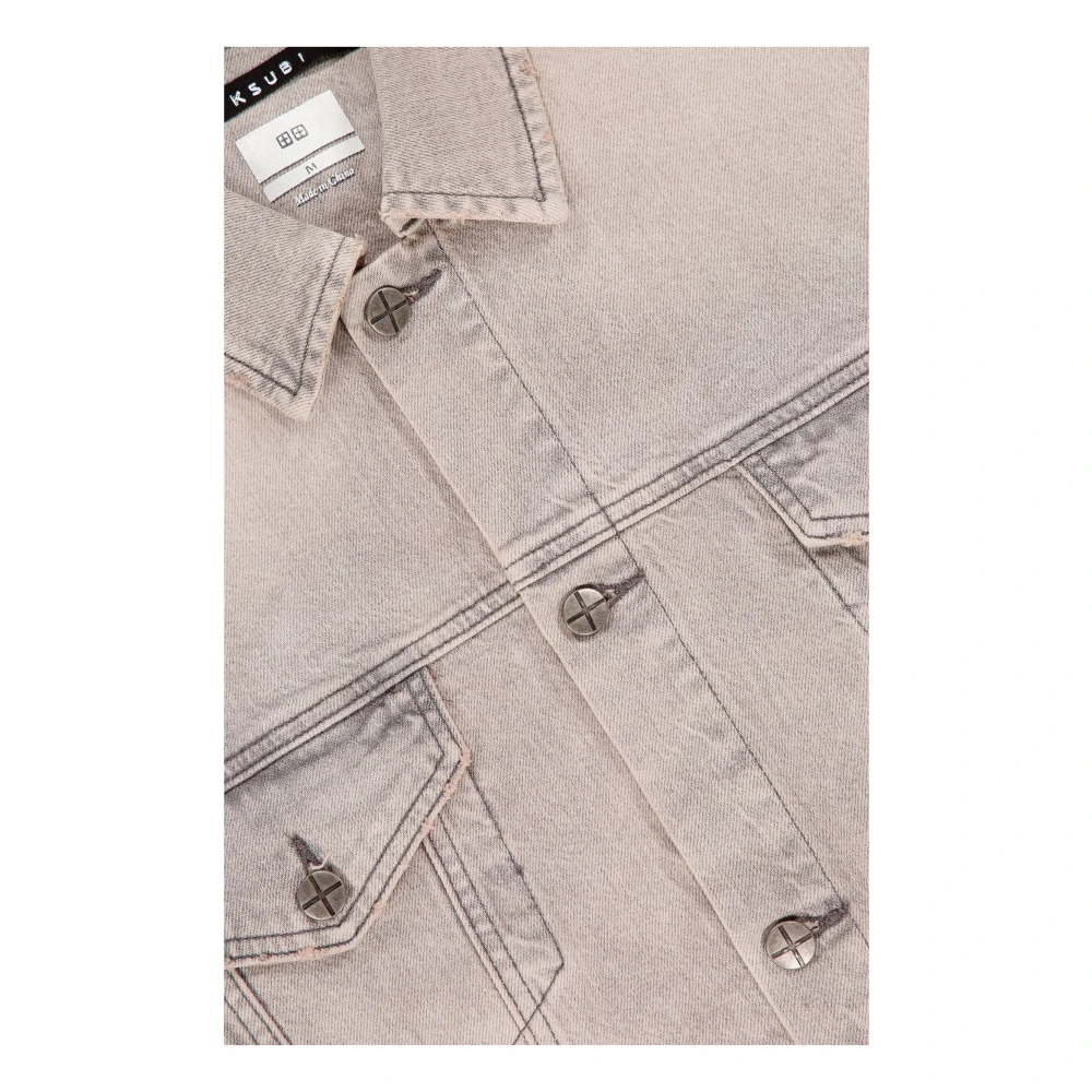 Ksubi Beige Denim Jack met Kruissteekborduurwerk Beige Heren