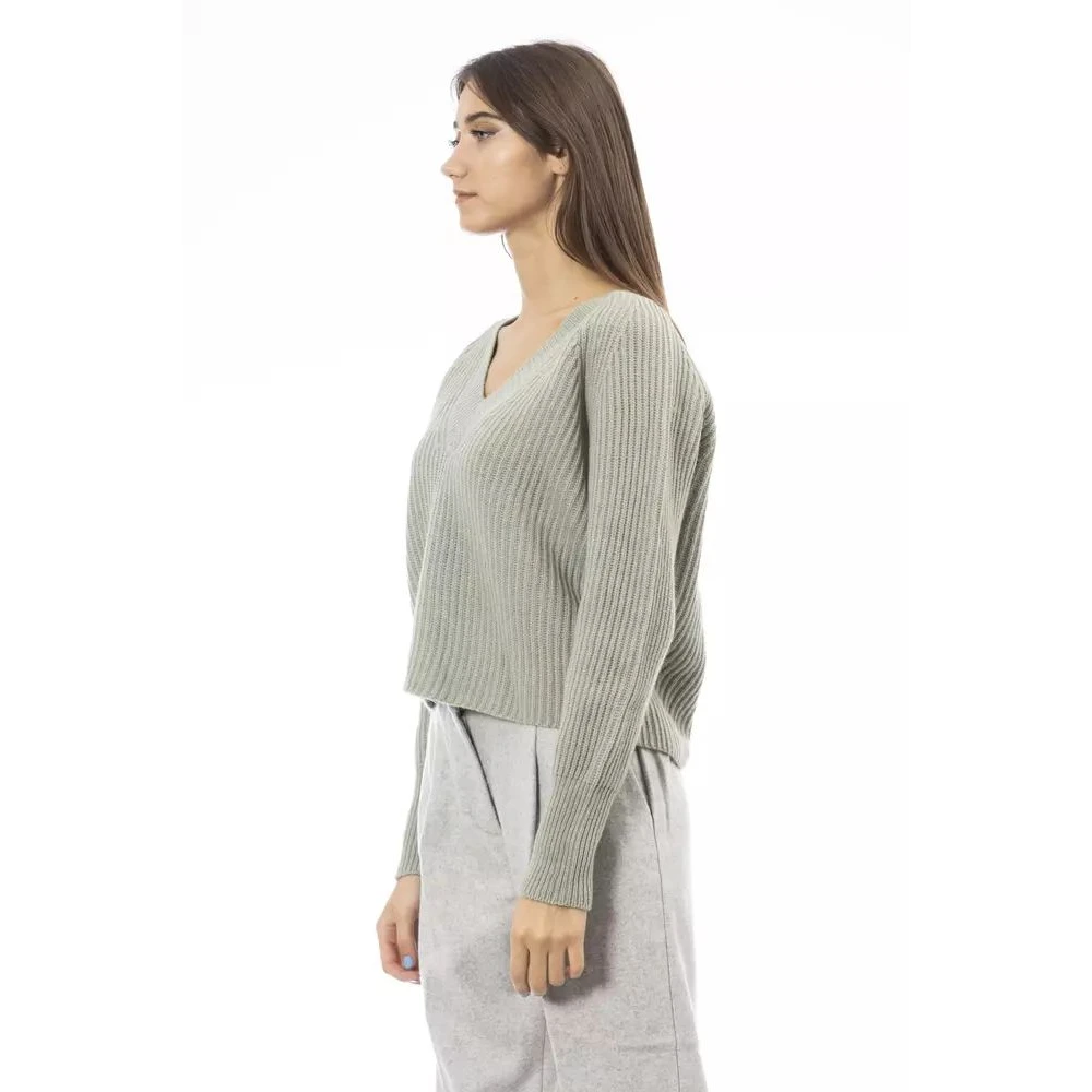 Alpha Studio Groene V-hals trui Gezellig Chic Green Dames