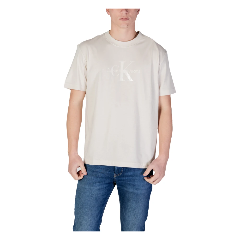 Calvin Klein Jeans Beige Bedrukt Ronde Hals T-Shirt Beige Heren