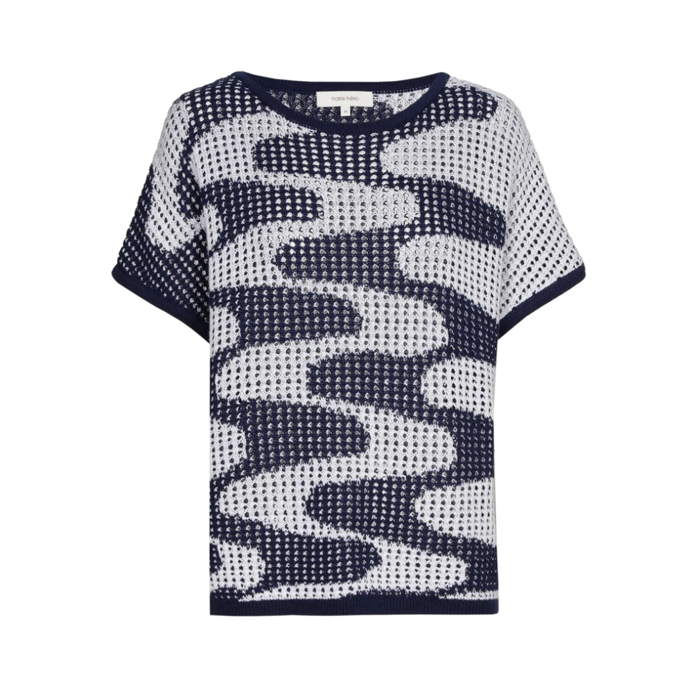 Marie Méro Blauw en wit gehaakt gebreide trui Multicolor Dames