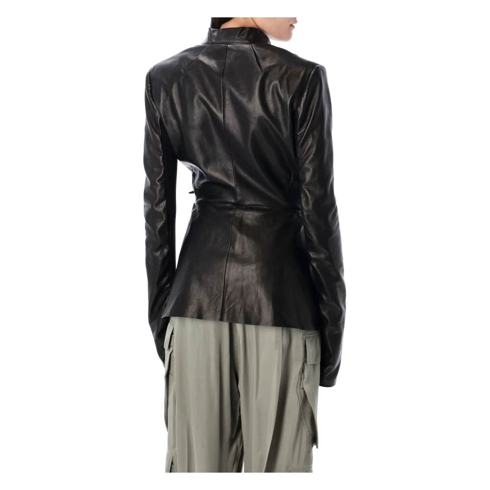 Rick Owens Ls Strutter Leren Jas Black Dames