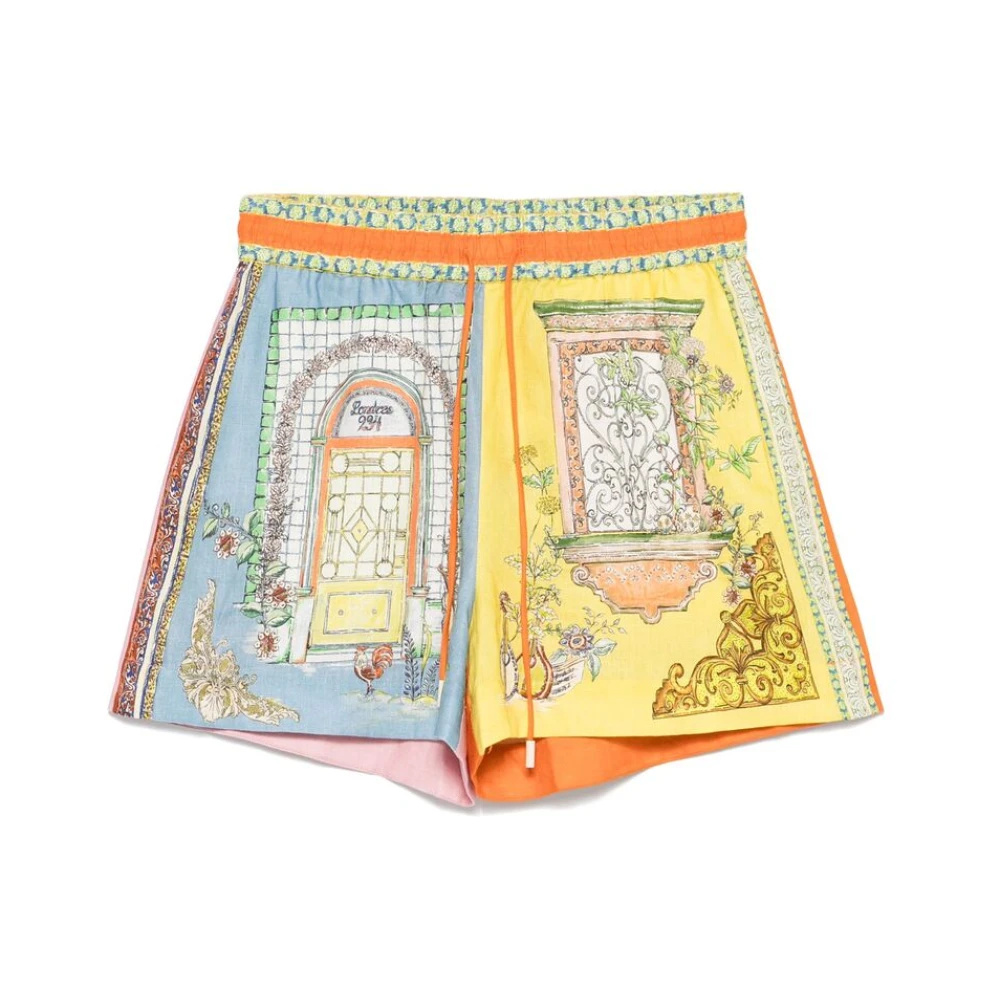 Alemais Kleur-Blok Linnen Shorts Multicolor Dames