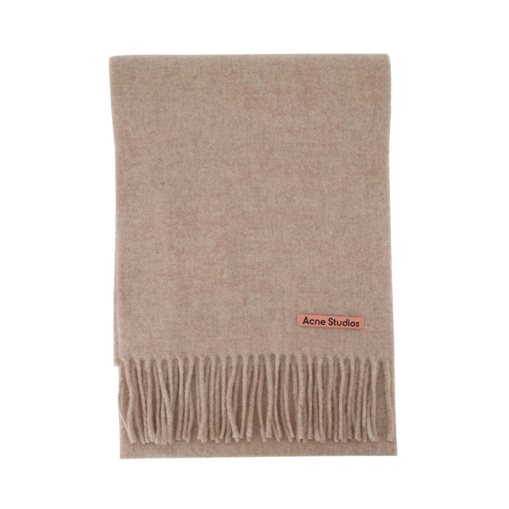 Acne Studios Donna Beige - Fringe Wool Scarf, Size: One Size - Immagine 2