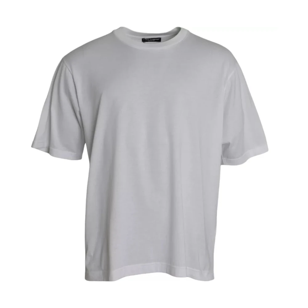 Dolce & Gabbana Wit Katoenen T-shirt met Ronde Hals en Korte Mouwen White Heren