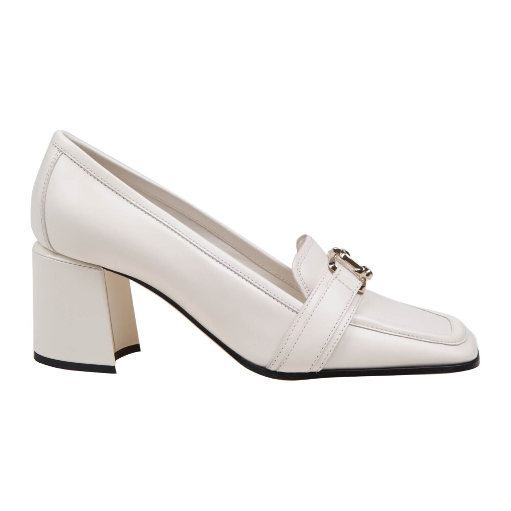 Melkkleurige Leren Loafers met Hak Jimmy Choo Dames Miinto.be