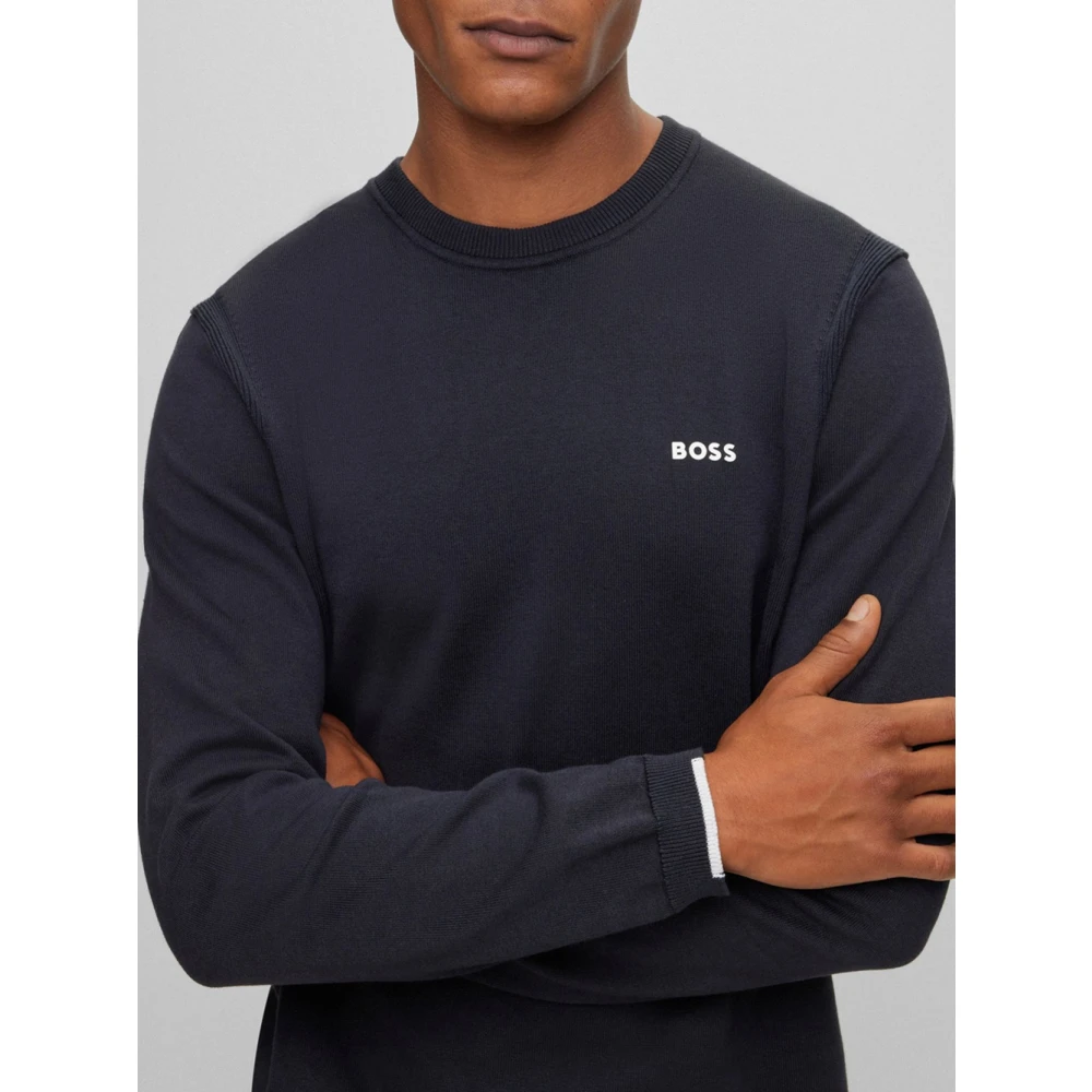 Hugo Boss Donkerblauwe Katoenen Trui Blue Heren