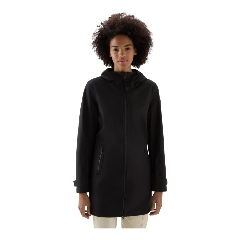 Woolrich Black Parkas, Female, 2XL, Lightweight Stretch Polyester Parka