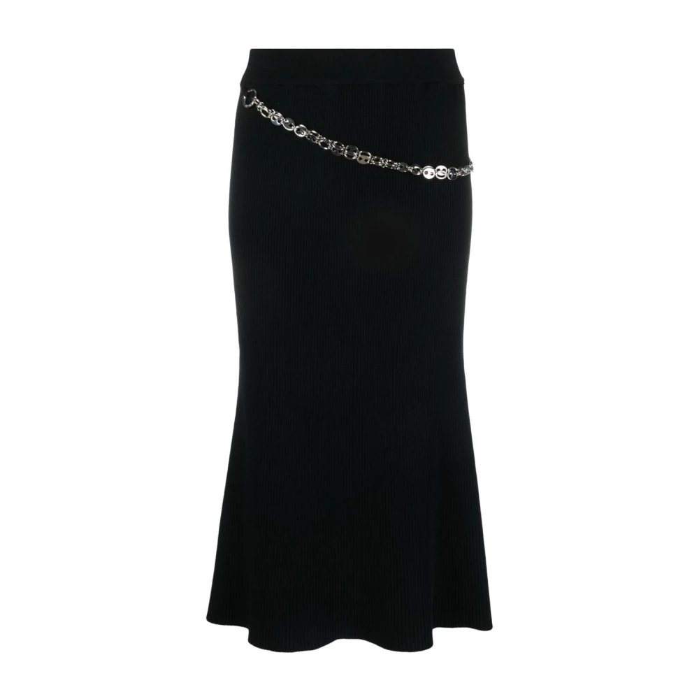 Paco Rabanne Casual Zwarte Wol Midi Jurk Black Dames