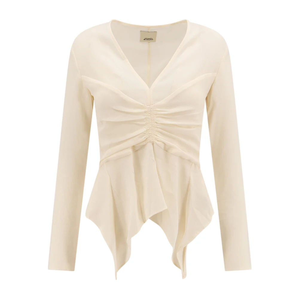 Isabel marant Witte V-hals Asymmetrische Shirt White Dames