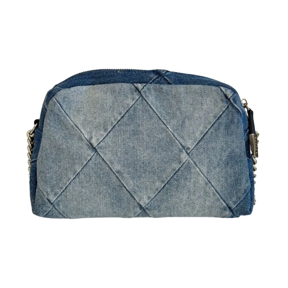 Gaëlle Paris Denim Gewatteerde Schoudertas met Kettingriem Blue Dames