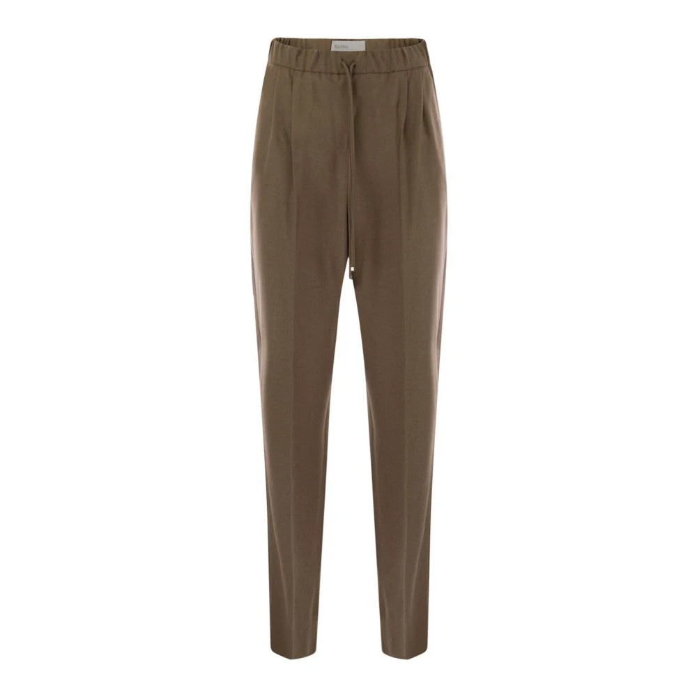 Max Mara Brown Wool Blend Pleated Trousers - Female - Tapered Trousers - 3XS - Trousers