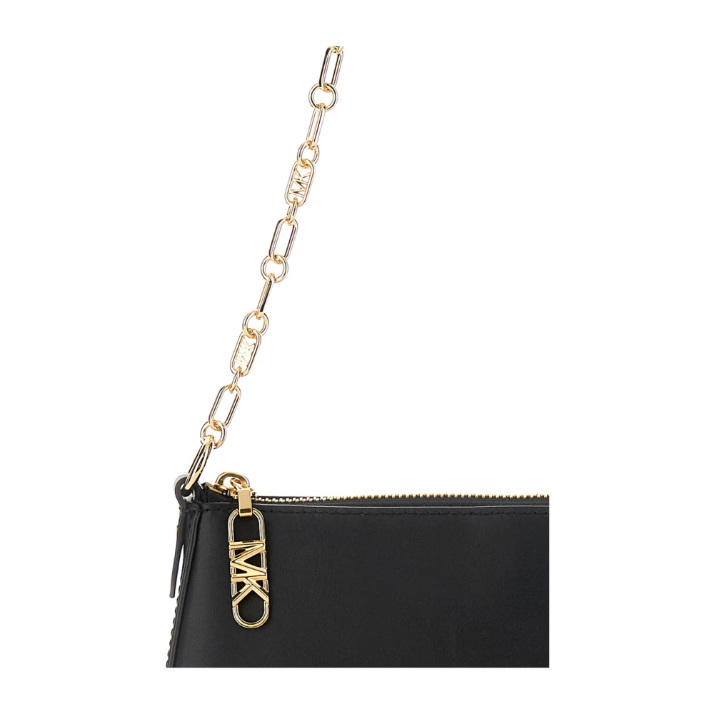 Michael Kors Zwarte Empire Schoudertas met Logo Plaque Black Dames