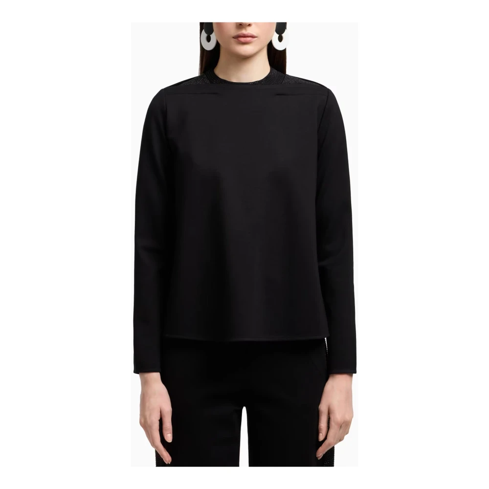 Emporio Armani Zwarte trui met micro studs Black Dames