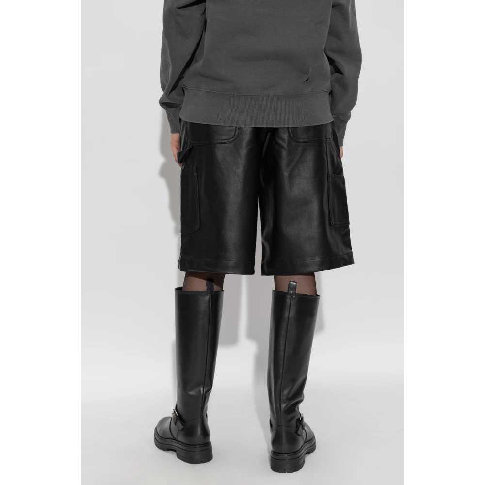 Carhartt WIP Eco leren shorts Black Dames