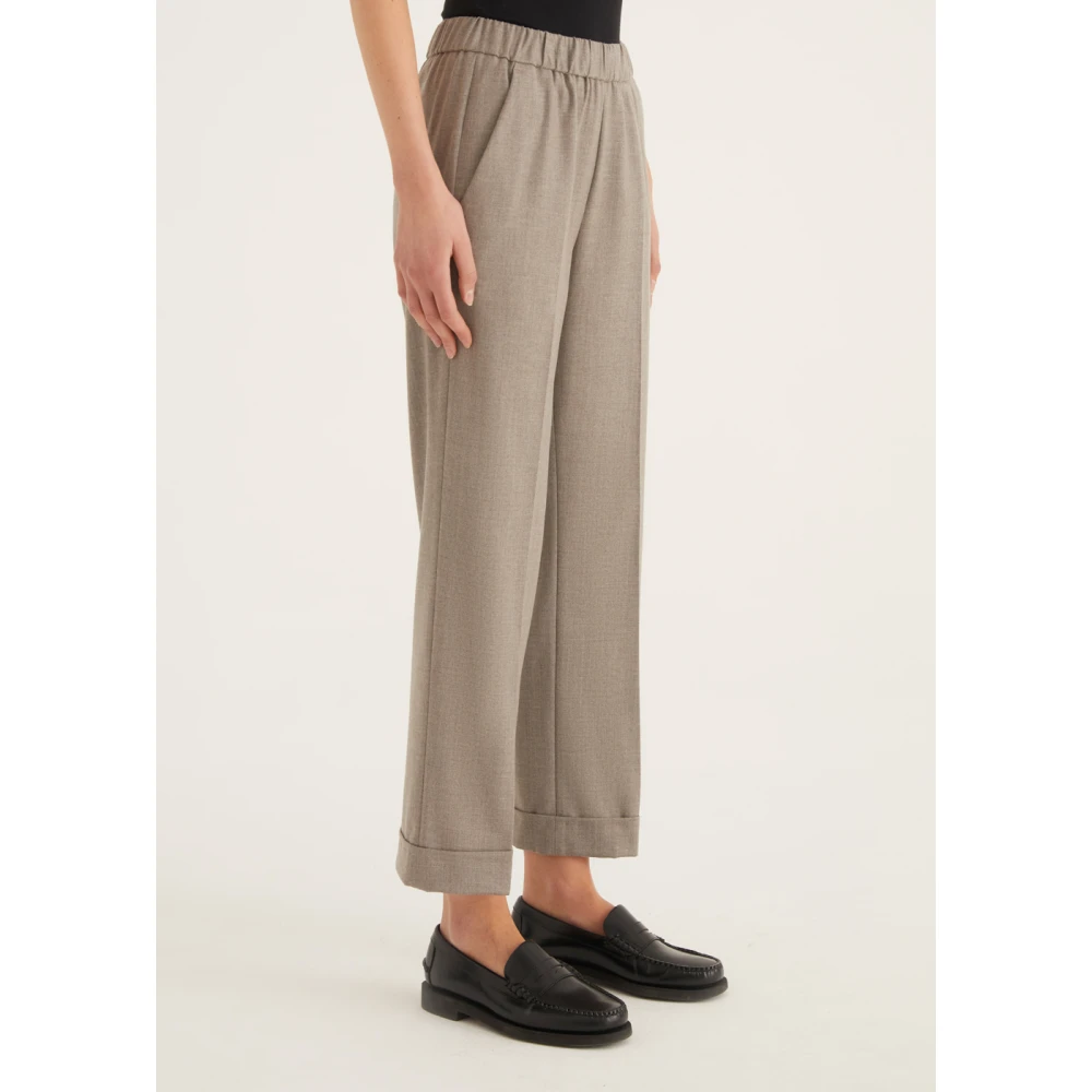 Rosso35 Stretchstof broek met manchet en elastische taille Gray Dames