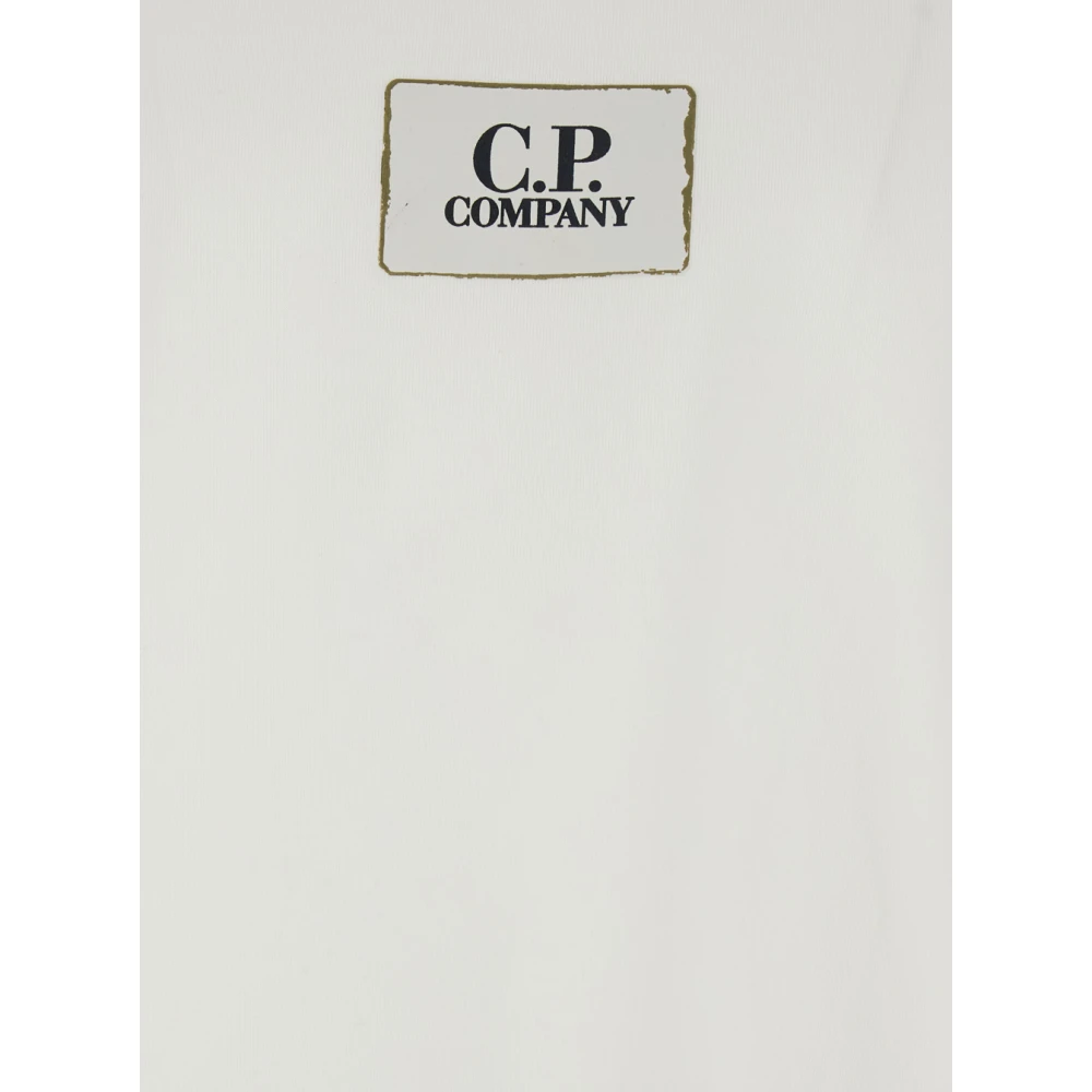 C.P. Company Wit Logo Print Katoenen T-Shirt White Heren