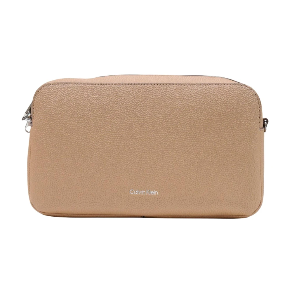 Calvin Klein Women's Beige Cross Body Bags, One Size, Webbing 2X Strap Large Camera Bag