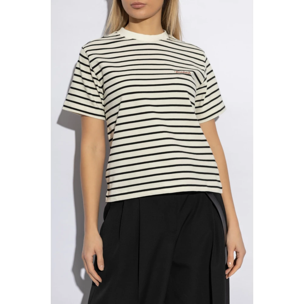 Woolrich T-shirt met streep patroon White Dames