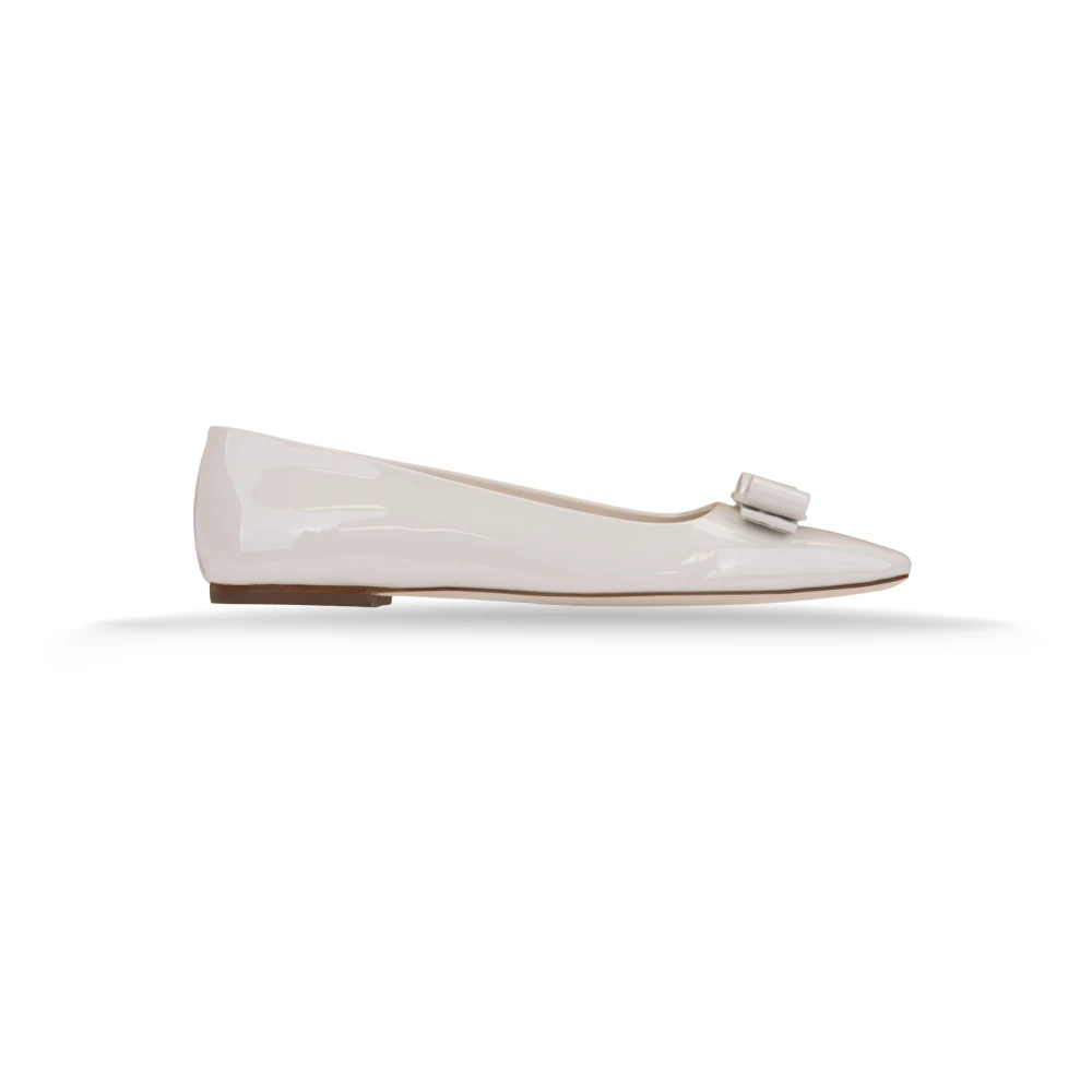 Ferragamo Vrouw Wit Ballerina Flat Met Vierkante Neus