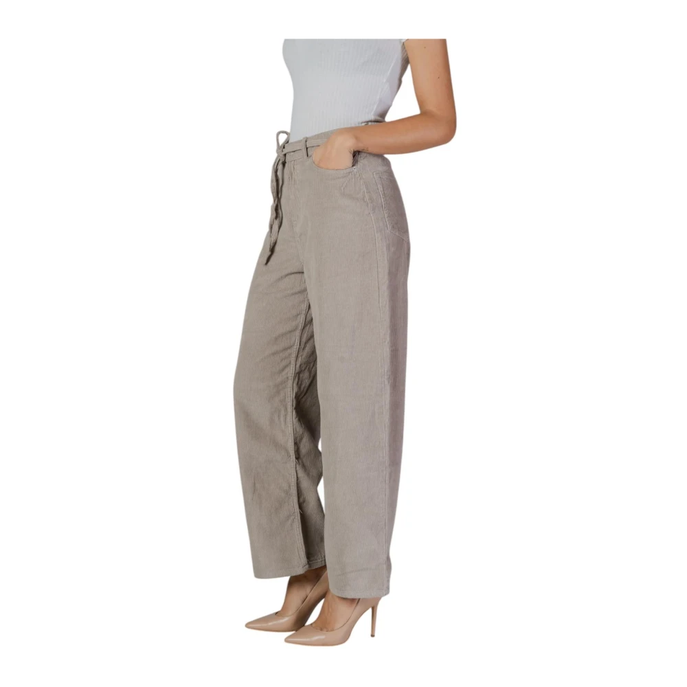 Only Beige Corduroy Lace-Up Broek Beige Dames