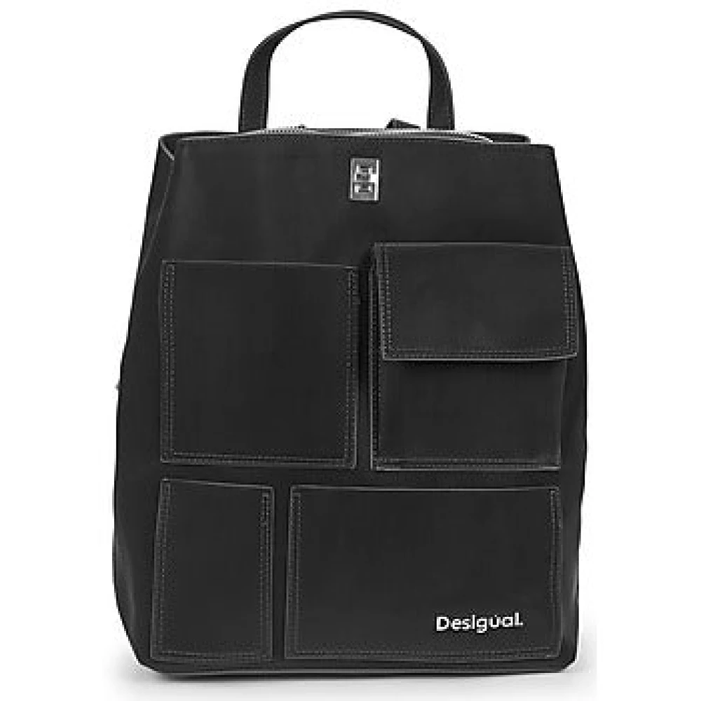 Desigual Stijlvolle Mini Multipocket Rugzak Zwart Black Dames