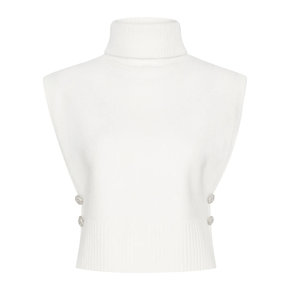 Cream Snow White Gebreide Slipover Trui White Dames