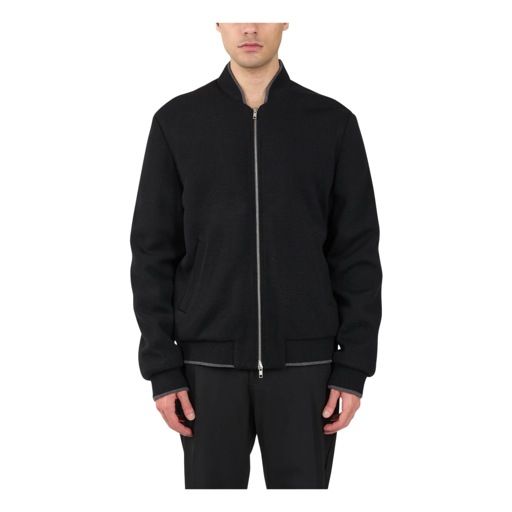 Mauro Grifoni Bomberjack van wolmix met rits Black Heren