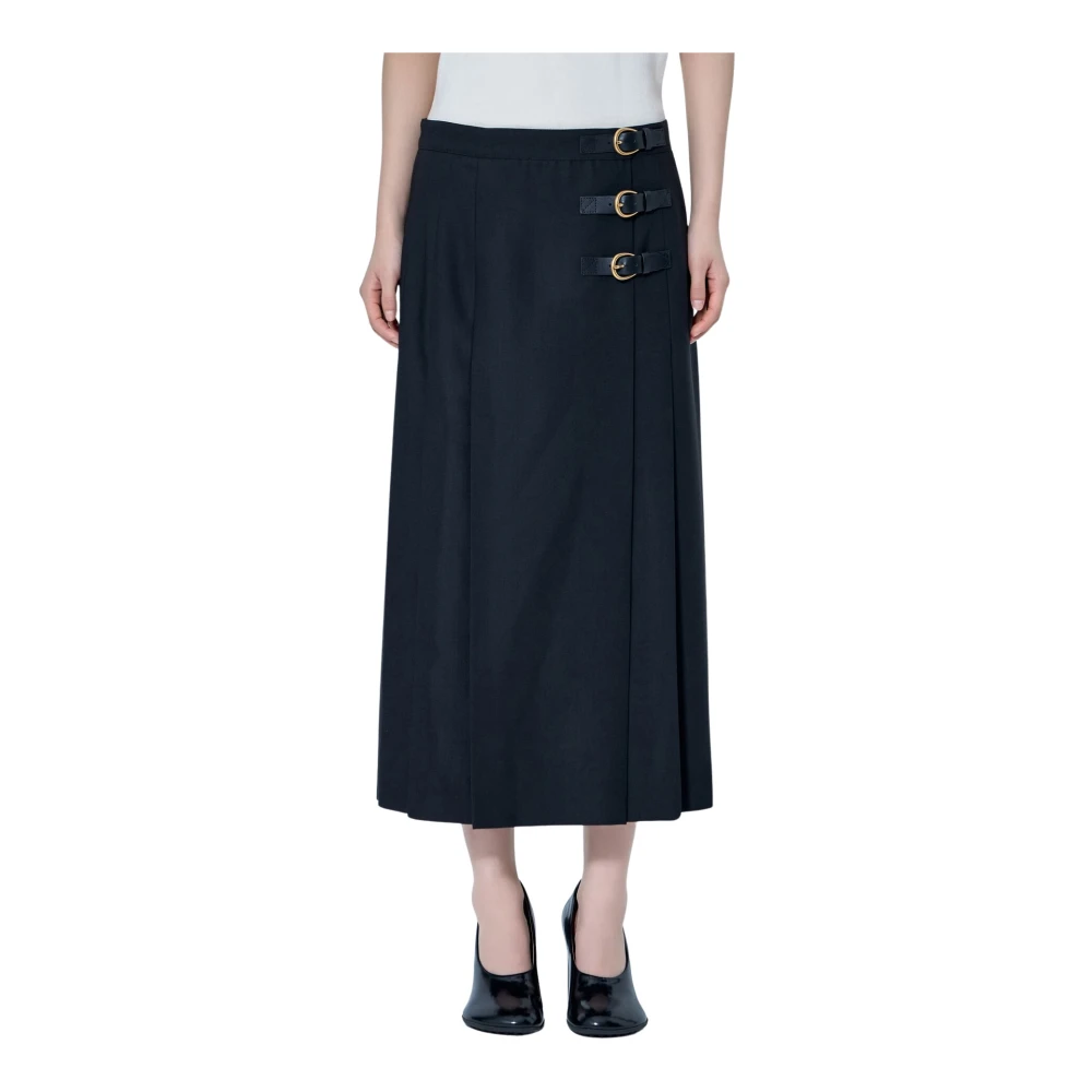 Chloé Pleated Virgin Wool Midi Skirt - Female - Midi Skirts - Black - S - Skirts