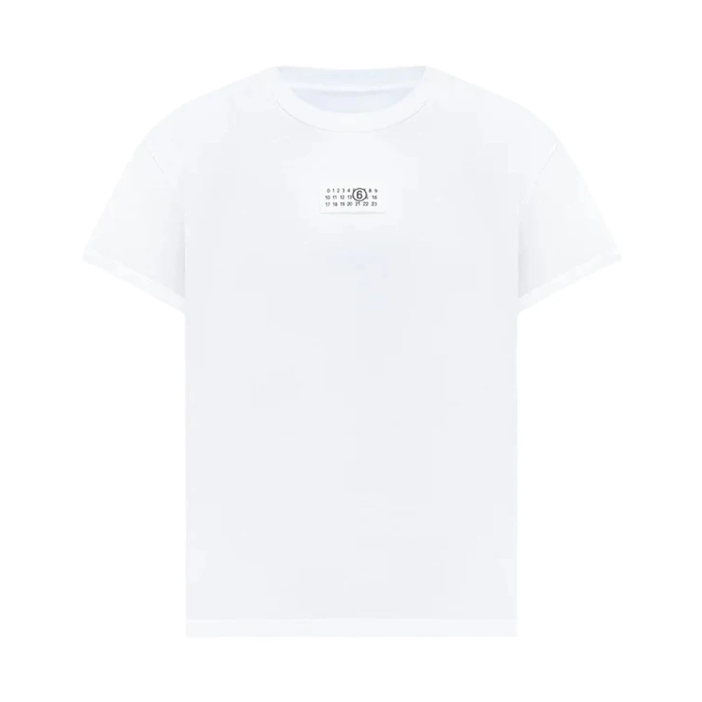 Maison Margiela Logo T-Shirt Comfortabele Katoen Rechte Snit Ronde Hals Gemaakt in Portugal White Dames