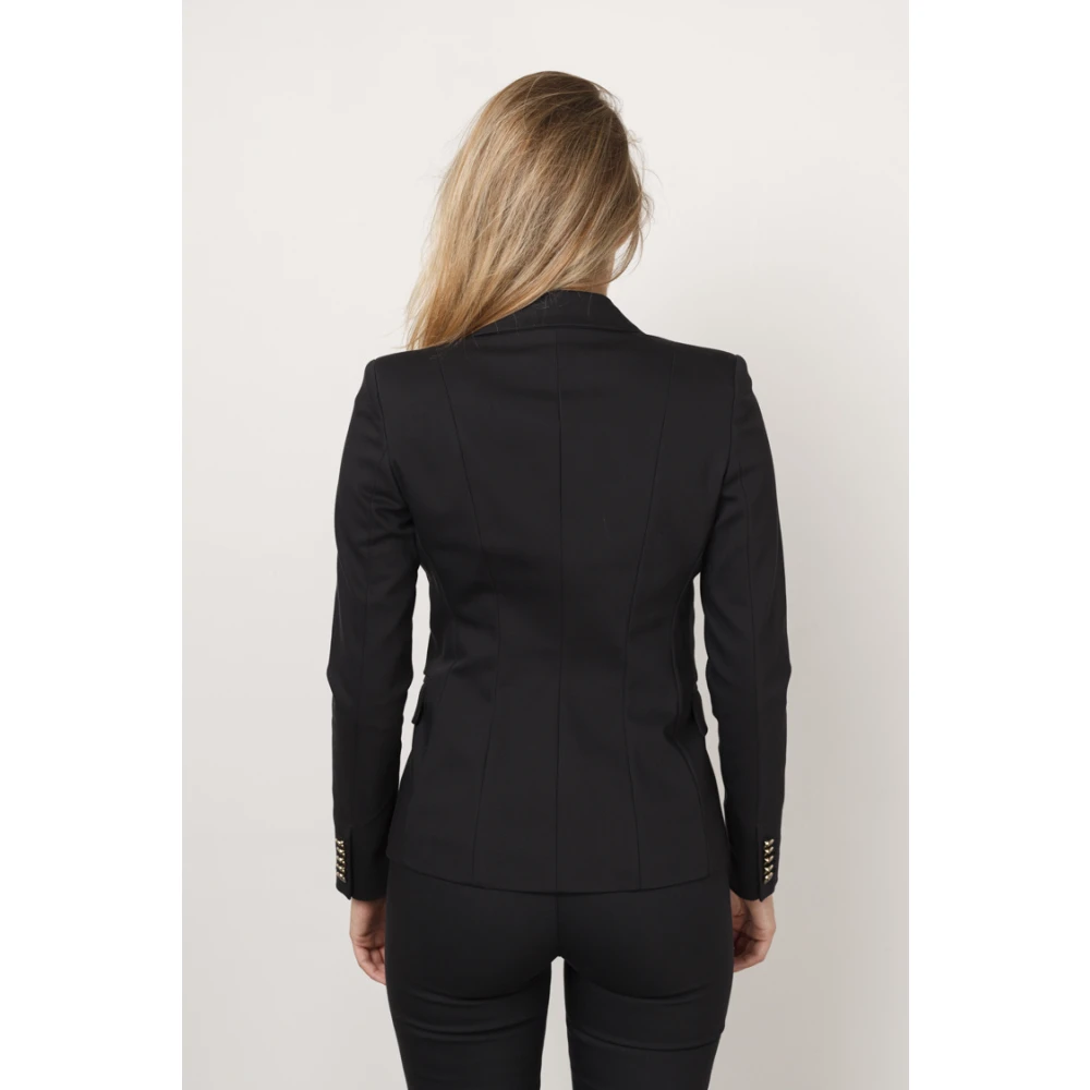 Josh V Zwarte Blazer met Revers Kraag Black Dames