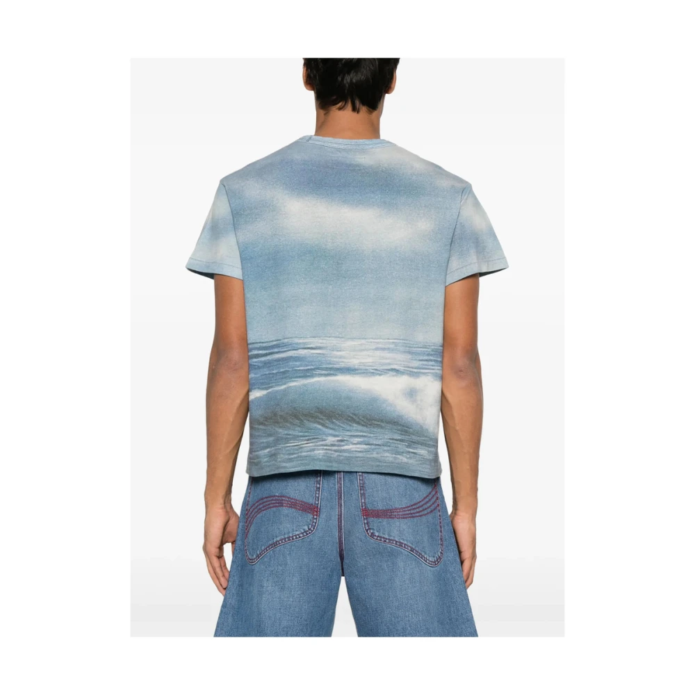 ERL Blauw T-shirt met borstzak en ronde hals Blue Heren