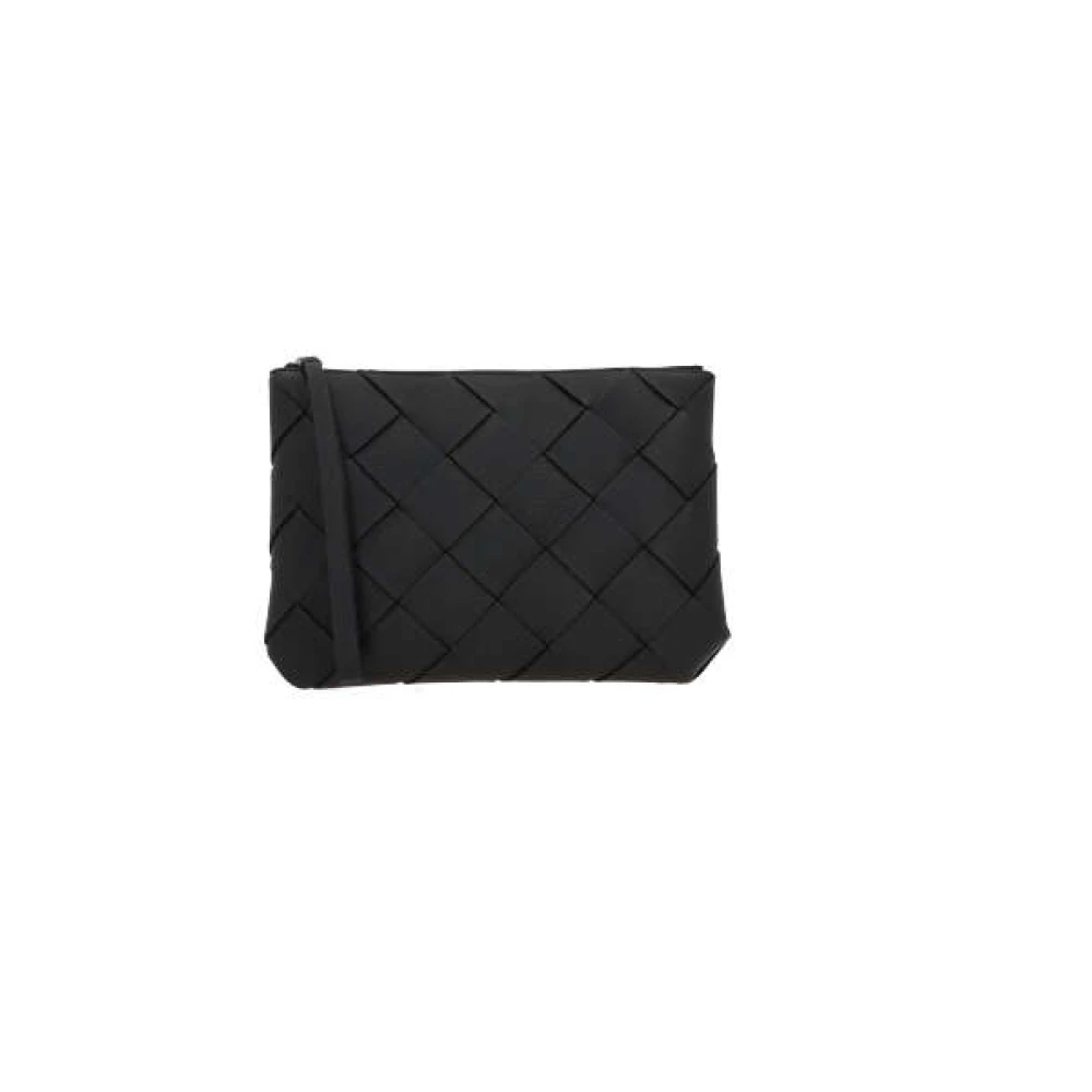 Bottega Veneta Zwarte Geweven Leren Clutch Tas Black Heren