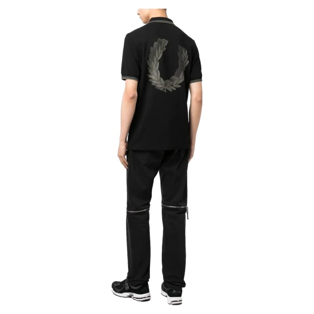 Fred Perry Zwarte 3D Grafische Laurel Polo Shirt Black Heren