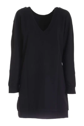 Back V-Neck Logo Sweat Dress