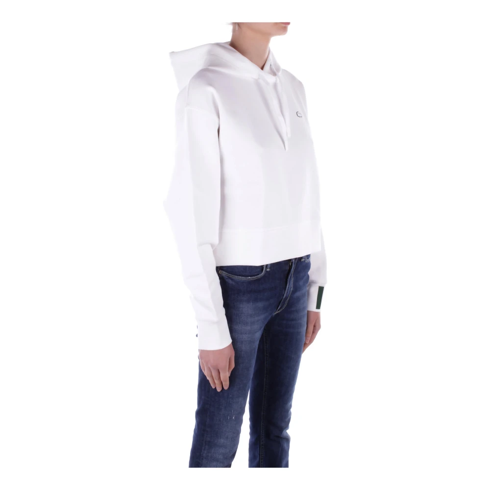 Lacoste Witte Logo Front Sweater White Dames