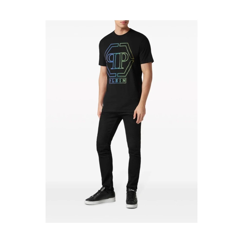 Philipp Plein Hexagon Logo Rhinestone T-Shirt Black Heren