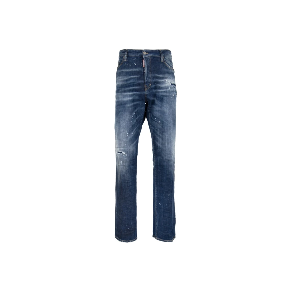 Dsquared2 Men's Blue Button Jeans With Leather Patch - Slim Fit Jeans - L - Jeans