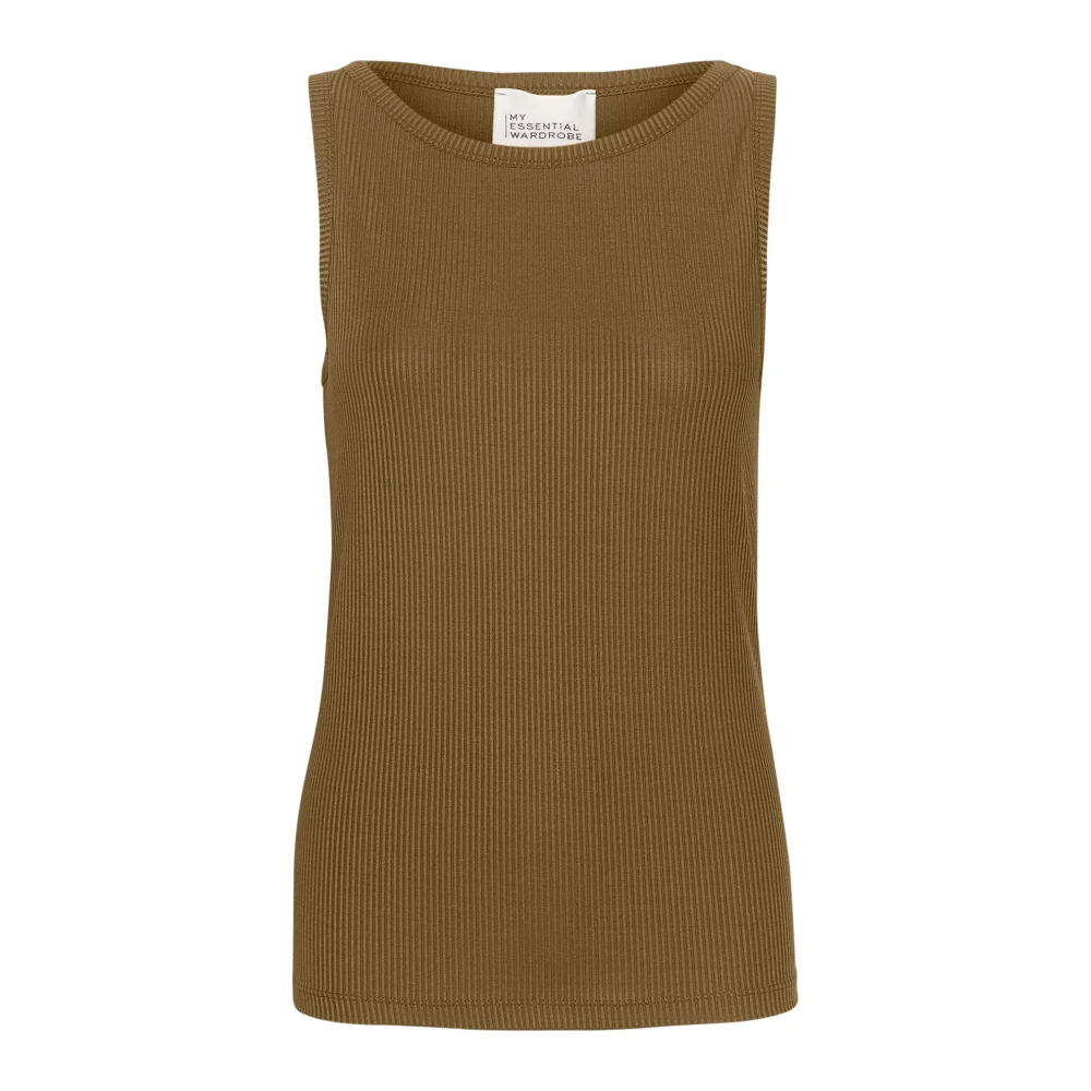 My Essential Wardrobe Geribbelde Militaire Olijf Top Green Dames