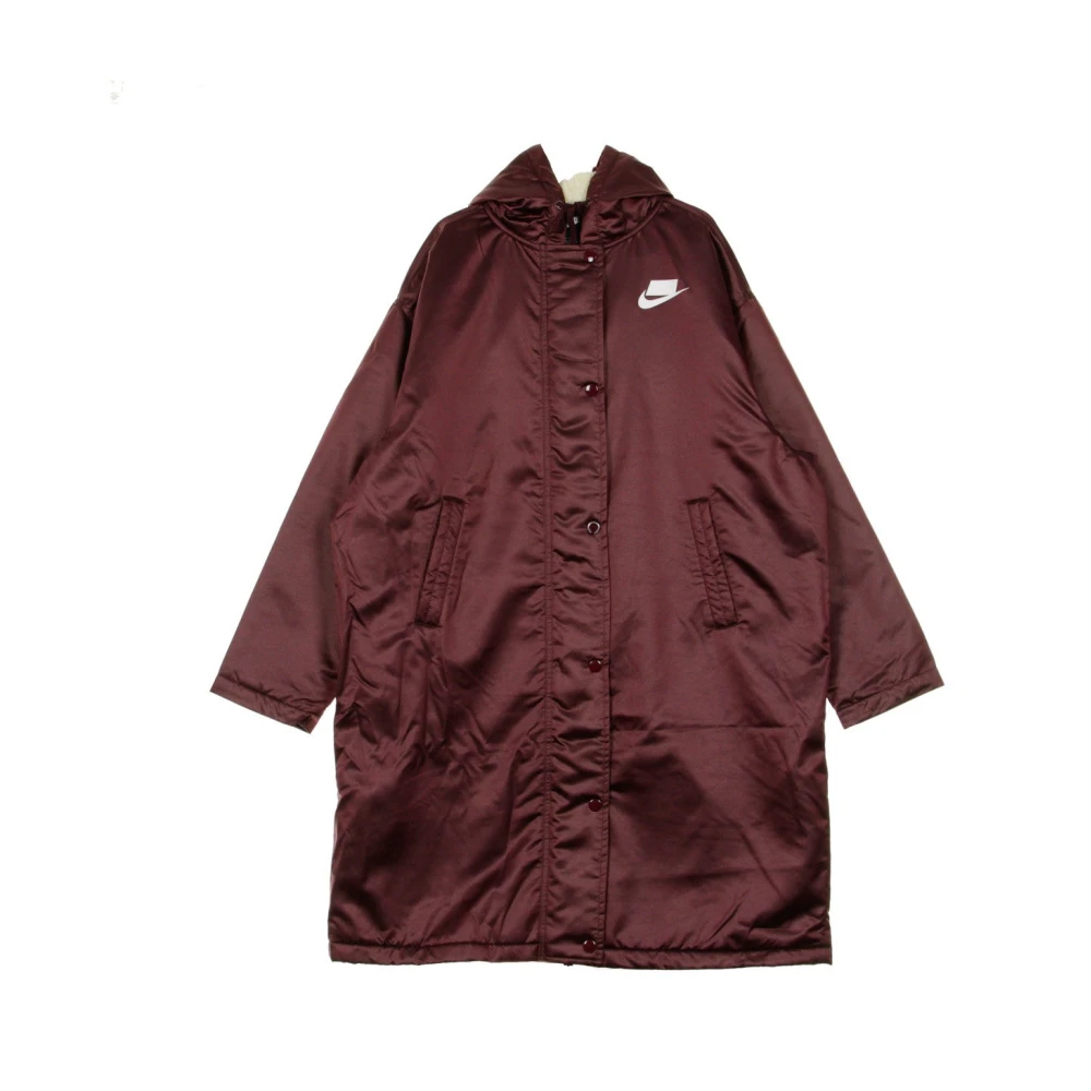 Nike Nacht Maroon Parka Lange Jas Vrouwen Brown Dames