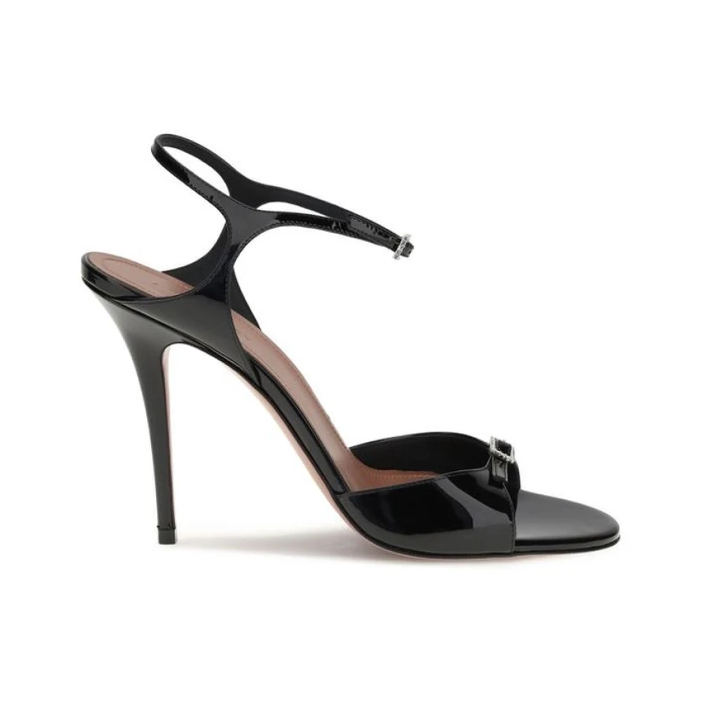 Amina Muaddi Women's Black Rhinestone Stiletto Heel Sandals