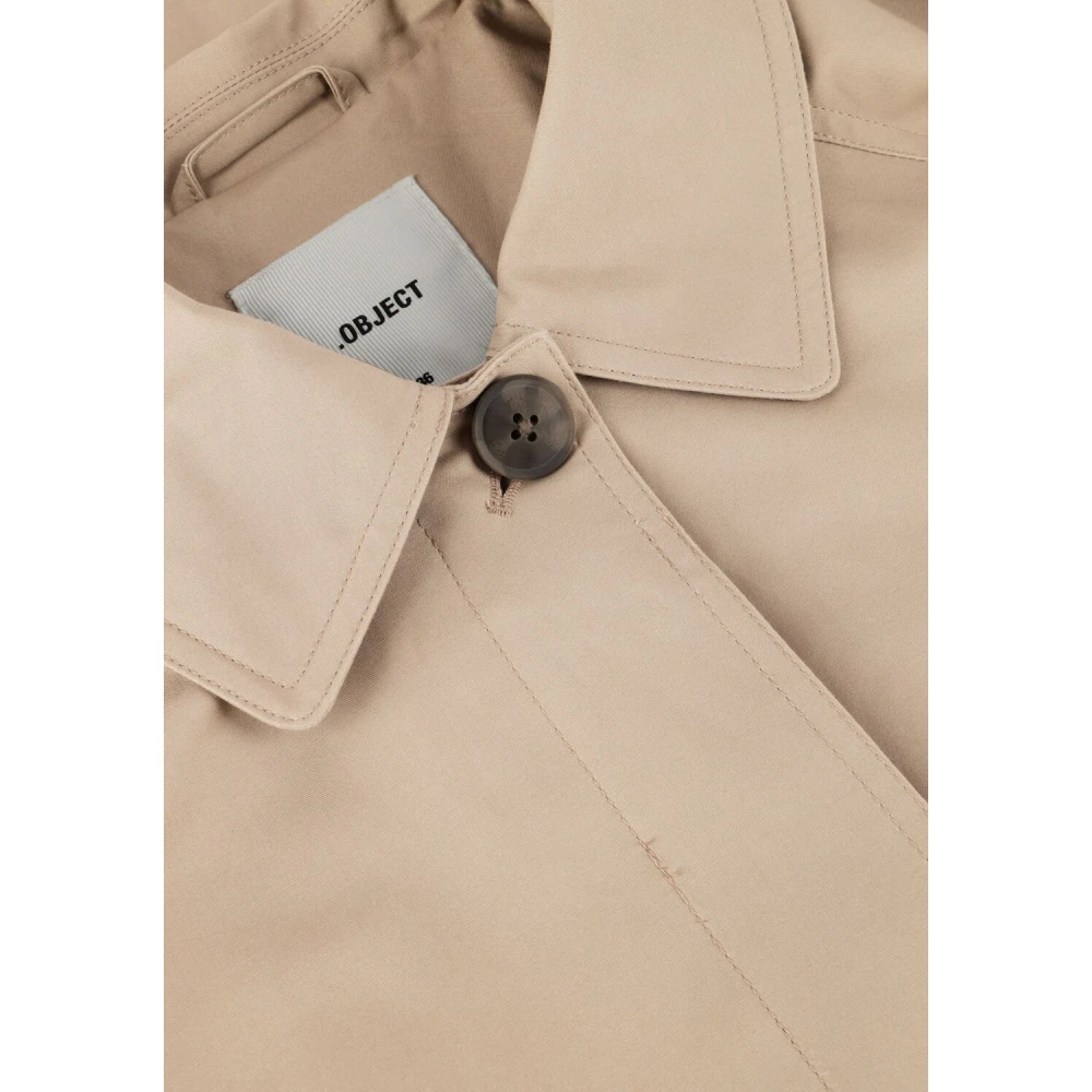 Object Taupe Trenchcoat Lange Jas Elegant Stijlvol Beige Dames