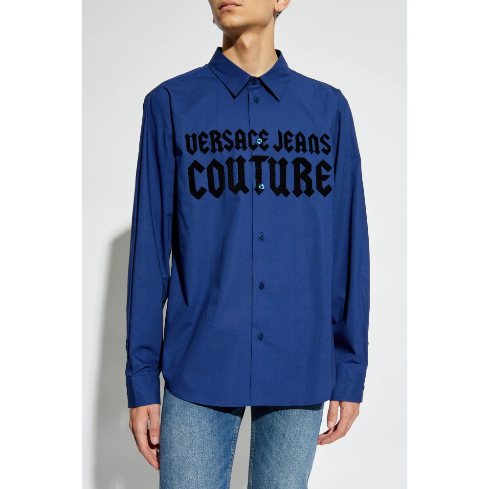 Versace Jeans Couture Shirt met logo Blue Heren