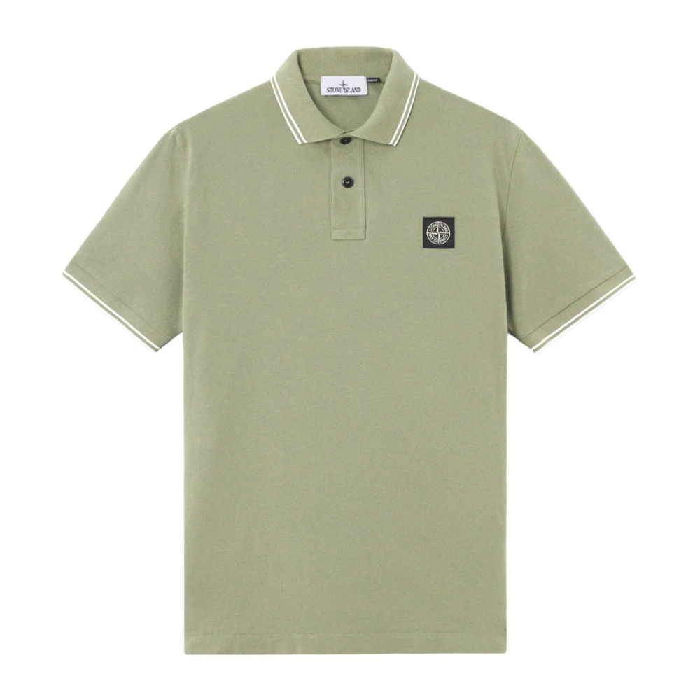 Stone Island Green Polo Shirts, Male, M, Logo Polo Shirt