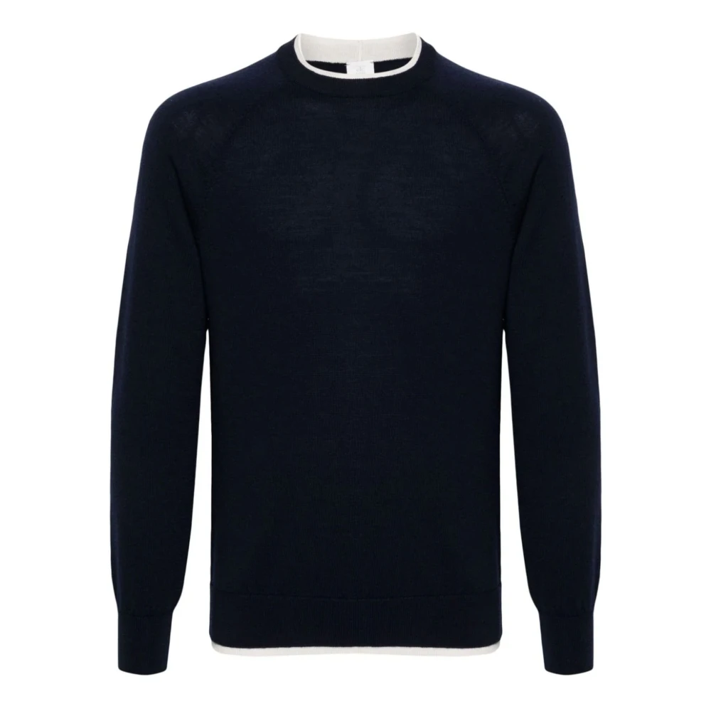 Eleventy Blauwe Wollen Gebreide Trui Blue Heren