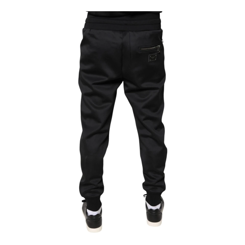 Dolce & Gabbana Zwarte Polyester Jogger Sweatpants met Trekkoordsluiting Black Heren