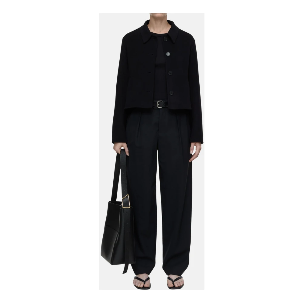 closed Geknipte Boxy Overhemdkraag Jas Black Dames