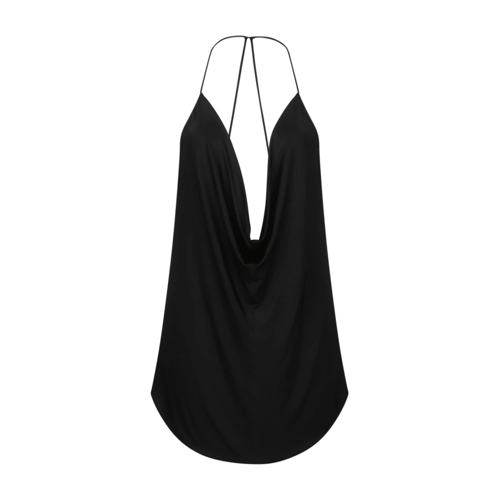 Tom Ford Zwart Tank Top Cowl Kraag Black Dames