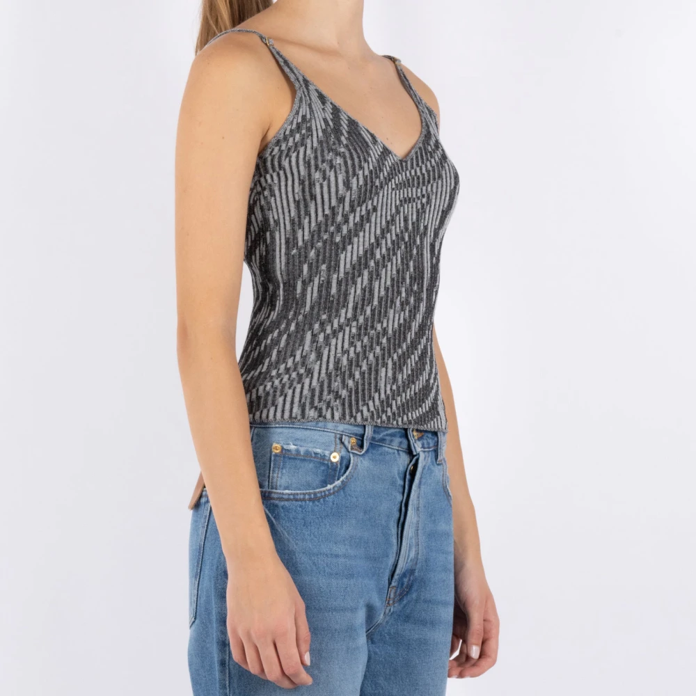 Jacquemus Zebra Mesh Tank Top Gray Dames