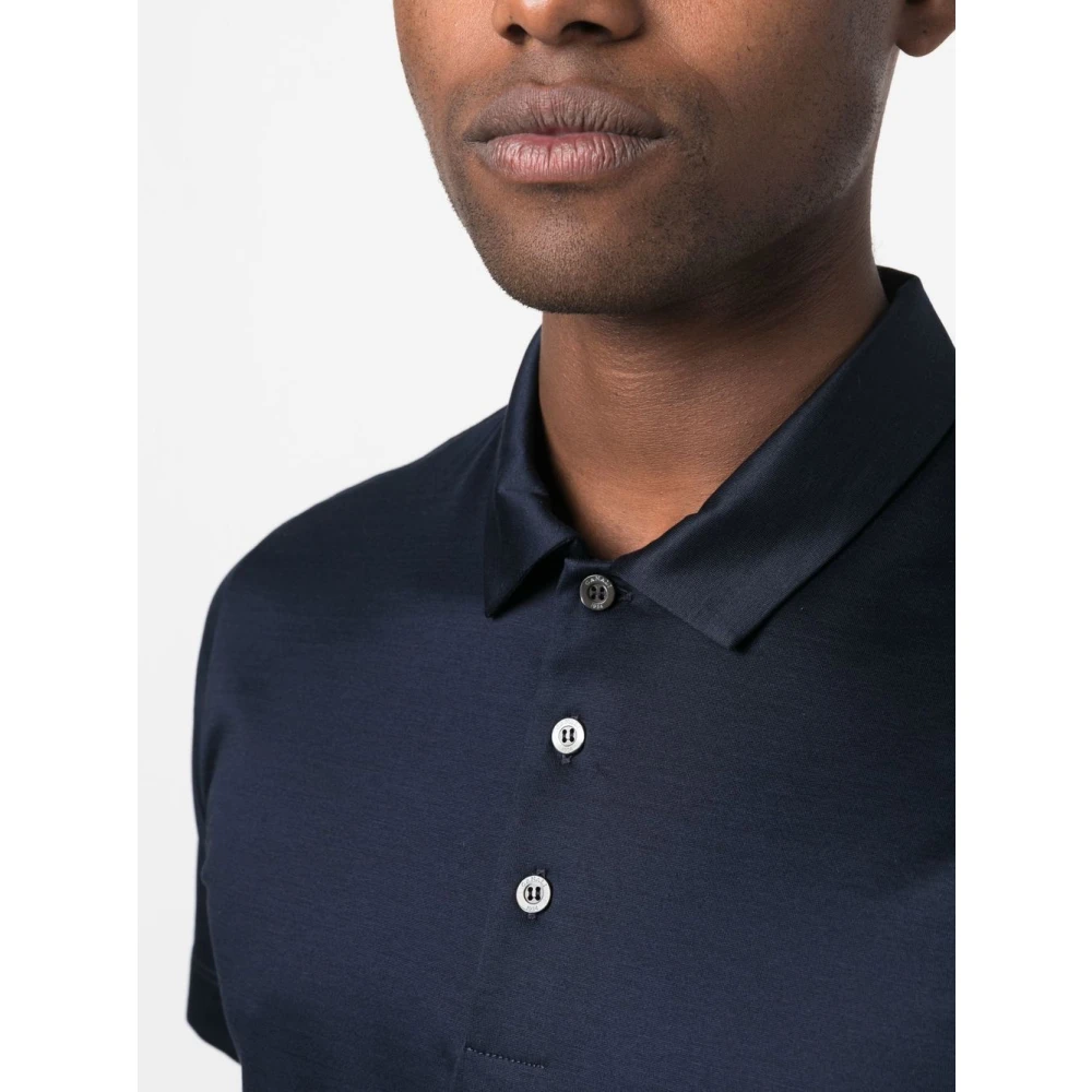 Canali Marine Polo Shirt Blue Heren