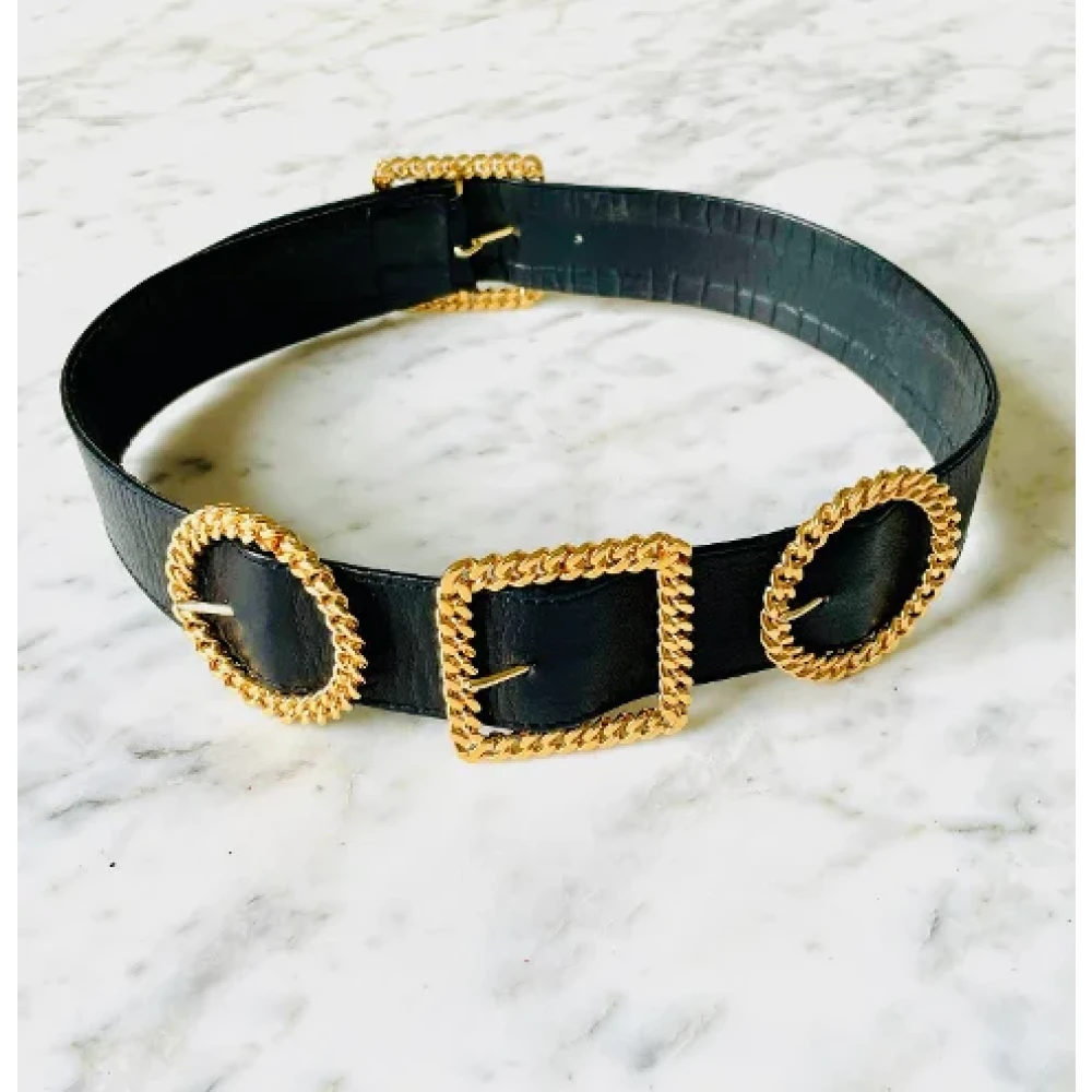 Chanel Vintage Pre-owned Leather belts Black Dames